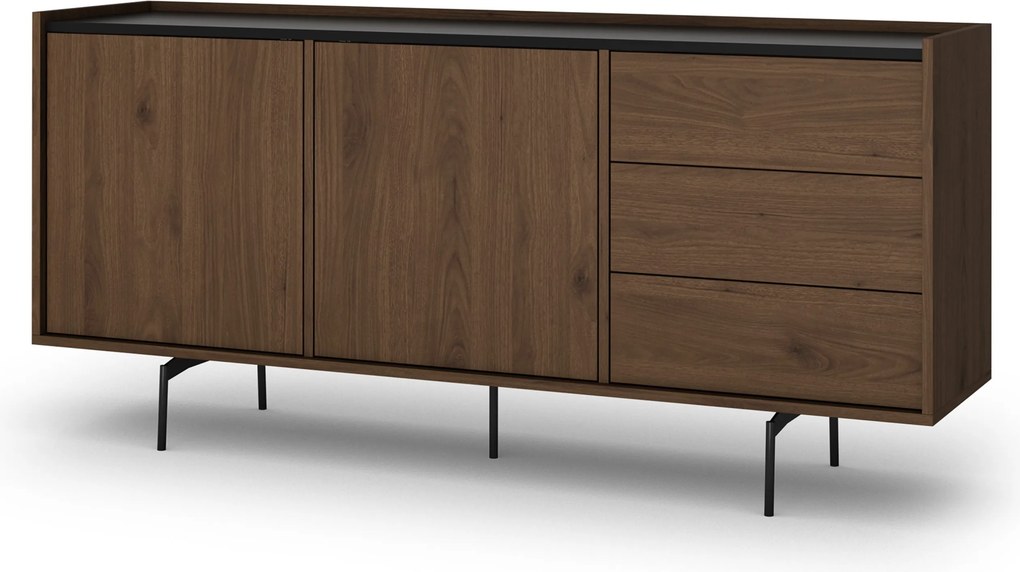 Comodă Zenar 170 cm cu sertare - nuc elegant / negru