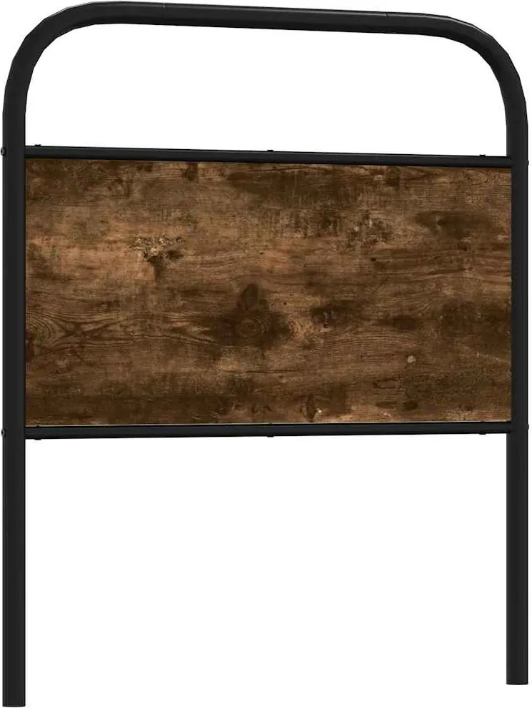 vidaXL Tăblie de pat de schimb stejar afumat 75 cm oțel și lemn prelucrat