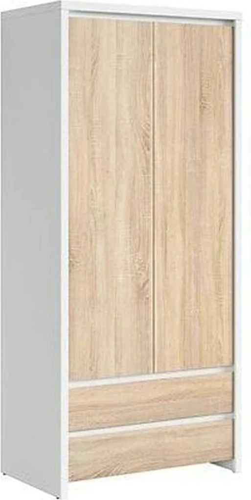 Dulap KASPIAN, stejar sonoma/alb, PAL, cu 2 usi si 2 sertare, 90x56x20