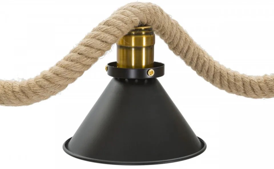 Lustra maro / neagra din metal si sfoara, soclu E27, max 20W, 84 x 20 x 88 cm, Rope 3 Lights Mauro Ferreti