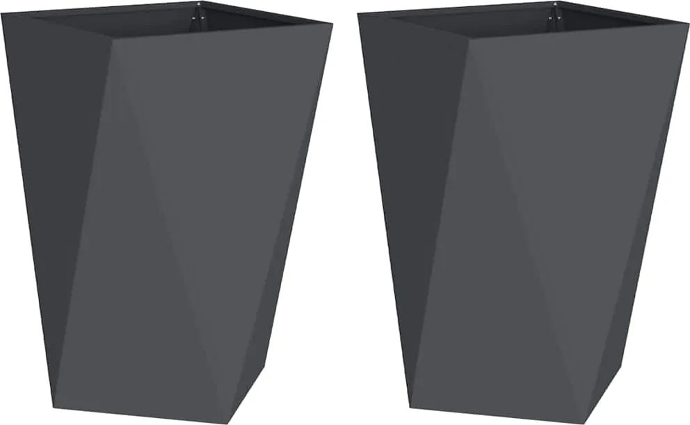 vidaXL Jardinieră 2 pcs Antracit 50 x 50 x 75 cm Oțel