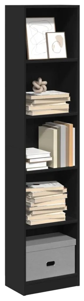 857793 vidaXL Bibliotecă, negru, 40x24x176 cm, lemn prelucrat