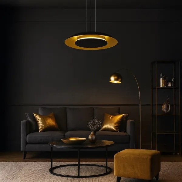 Pendul LED pe cablu PIATTINO LED/30W/230V 2700/3200/4000K Ø 40 cm negru/auriu