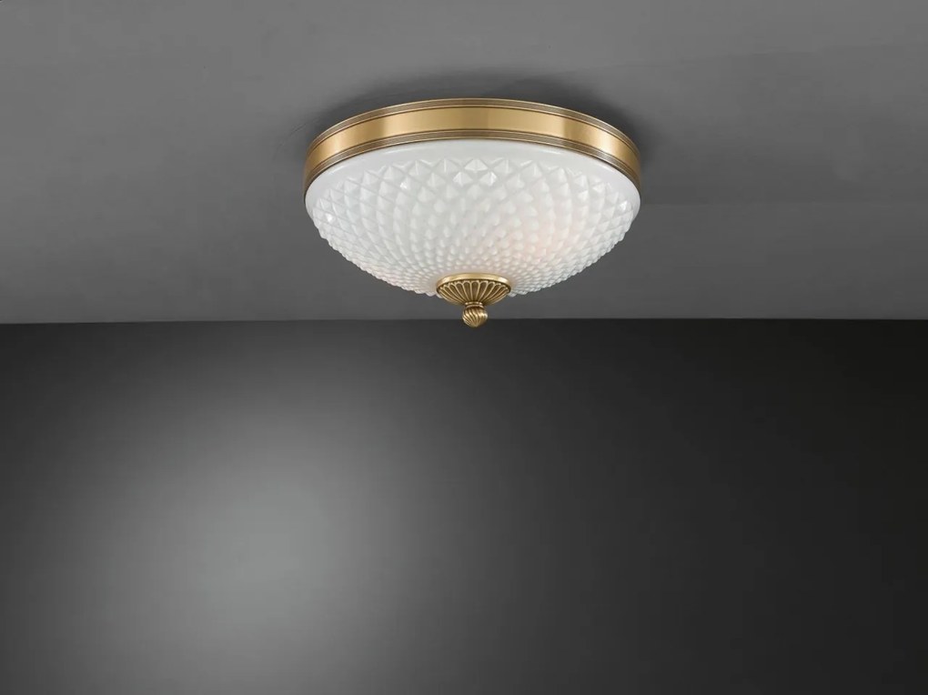 Plafoniera clasic design italian din alama, sticla 8400, diametru 30cm RA-PL. 8400/2