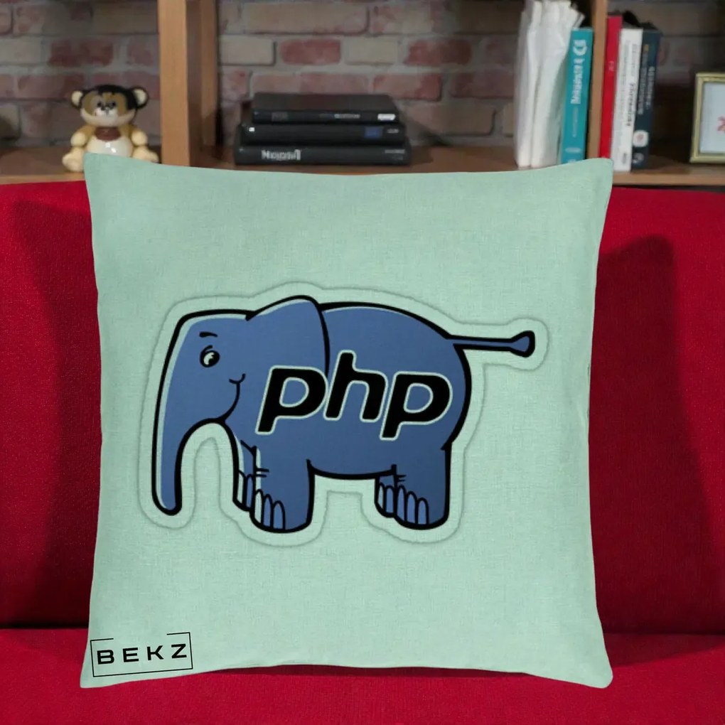 Perna Personalizata PHP Elephant, 40x40 cm, Verde Menta, Husa Detasabila, Perna Inclusa, BEKZ®