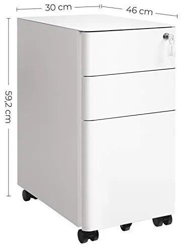 Dulap mobil cu incuietoare, Songmics, Alb, OFC030W01, 30 x 46 x 59 cm