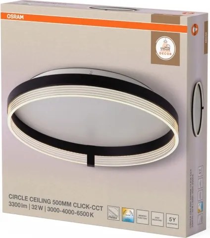 Osram - Plafonieră LED DECOR CIRCLE, 32W, 230V, Ø 50 cm, negru/alb