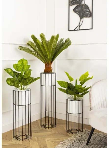 Ghiveci metalic de flori LOFT 42x20 cm negru/alb