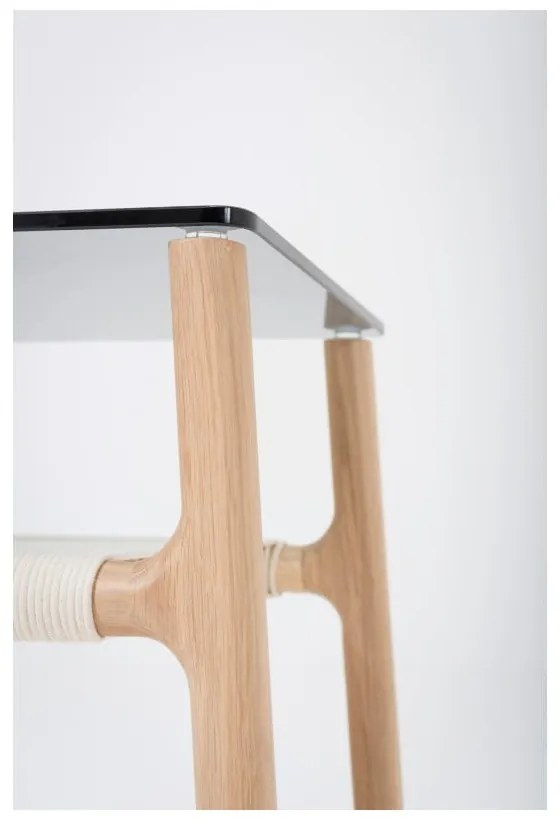 Măsuţă auxiliară cu structură din lemn masiv de stejar şi blat gri Gazzda Fawn