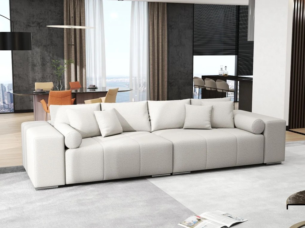 Canapea extensibilă dumonde cu ladă de depozitare si sezut confortabil din spuma high-density, Marbela Enjoy Beige XXL 295x100 cm