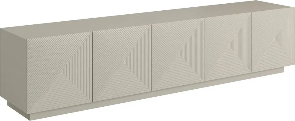 Comodă TV Asha 200 cm cu cinci uși, cu fronturi riflate - casmir