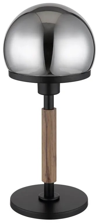 Veioza/Lampa de masa design modern HAKU negru/lemn/fumuriu