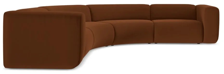 Colțar portocaliu/maro cu tapițerie din catifea Ekahi – Makamii