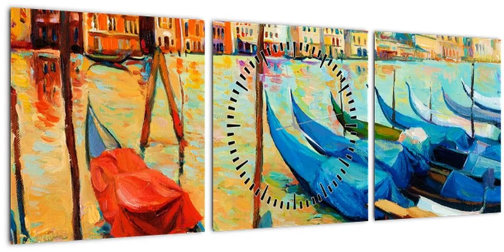 Tablou - Port în Veneția (cu ceas) (90x30 cm)