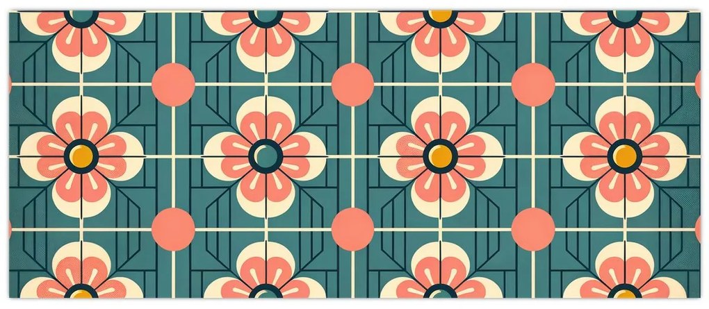 Tablou - Model retro cu flori (120x50 cm)
