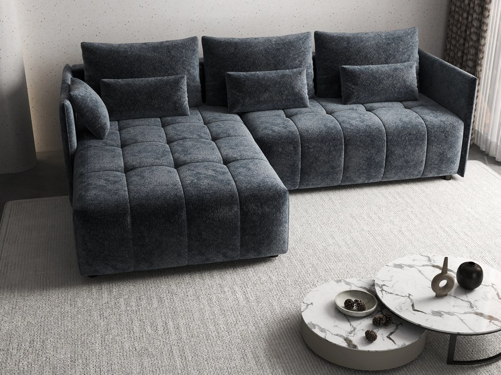 Colțar extensibil dumonde cu ladă de depozitare si sezut confortabil din spuma high-density, Malta Euphoria Grafit 235x185 cm