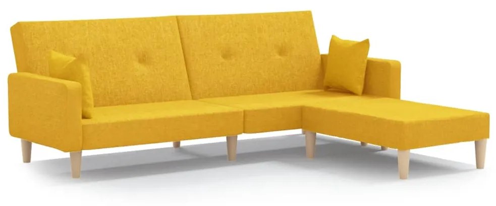 3080519 vidaXL Canapea extensibilă 2 locuri, cu taburet, galben, textil