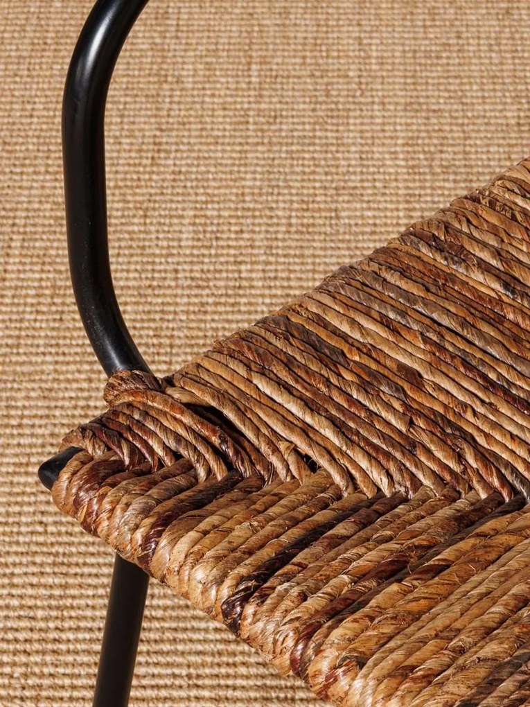 Scaun dining, maro, din rattan si frunze de banana impletite, Pisang