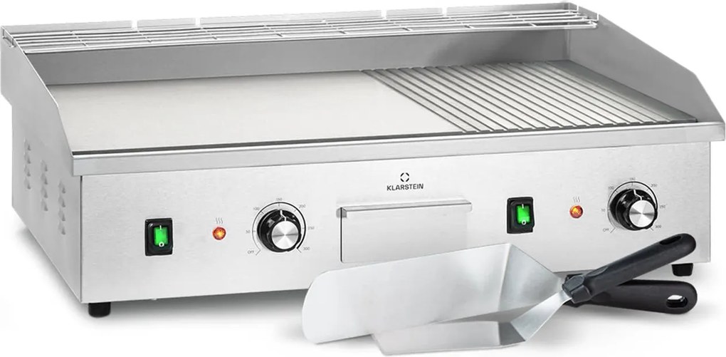 Klarstein Grillmeile 4400, grătar electric, Plancha, 2x2200W, placă de grătar din oțel inoxidabil