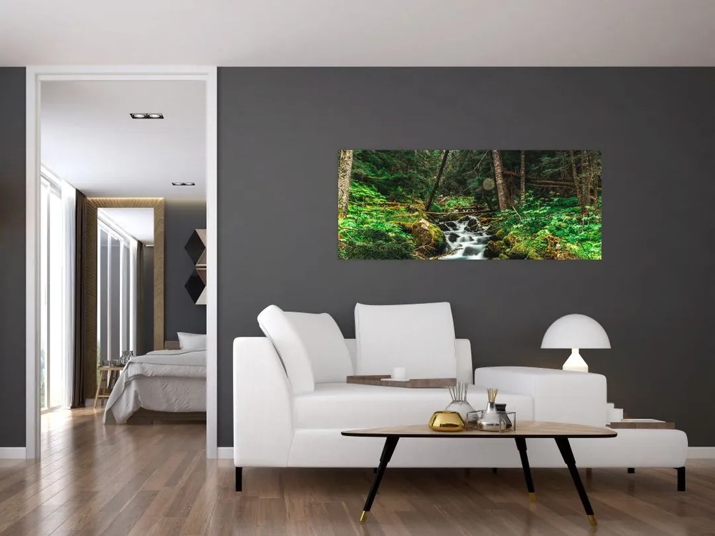 Tablou cu pârău în pădure (120x50 cm)