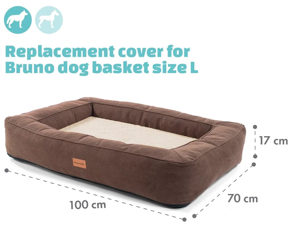 Bruno, husă de rezervă, ​​culcuș pentru câine, lavabil, antiderapant, respirabil, dimensiunea L (100 × 17 × 70 cm)