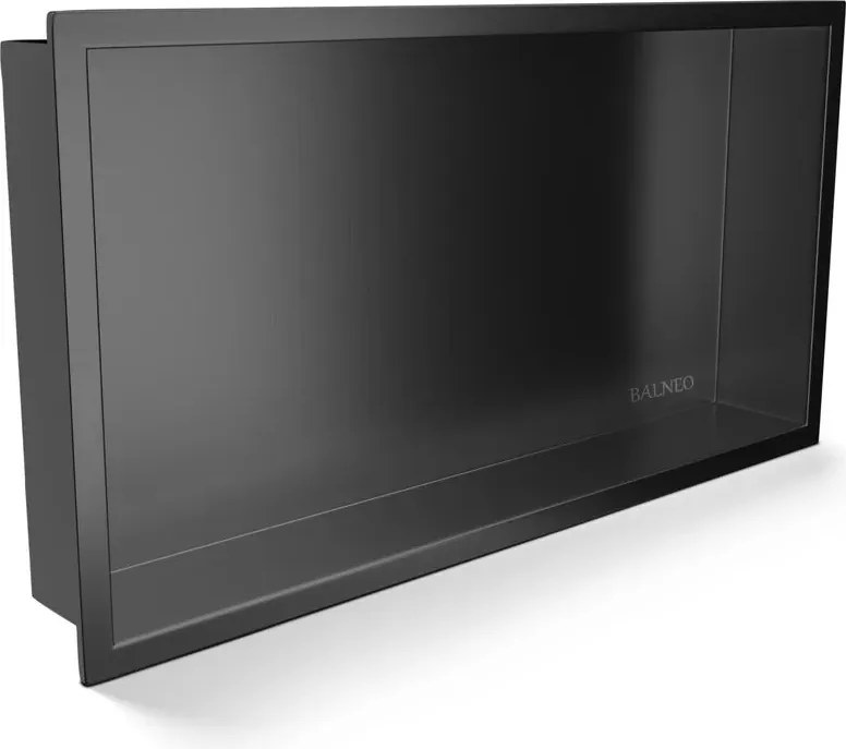 Raft incastrat dreptunghiular Balneo Wall-Box One cu rama 60x30x10 cm Gun Metal periat