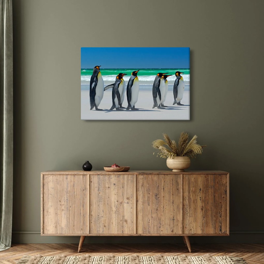 Tablou - Grup de pinguini regali (90x60 cm)