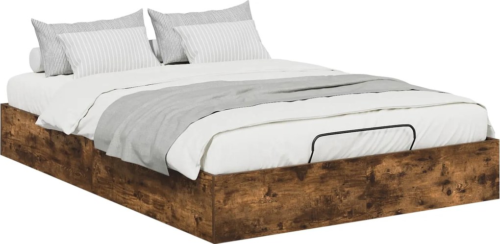 vidaXL Cadru de pat otoman Stejar Afumat 193 x 135 x 25 cm