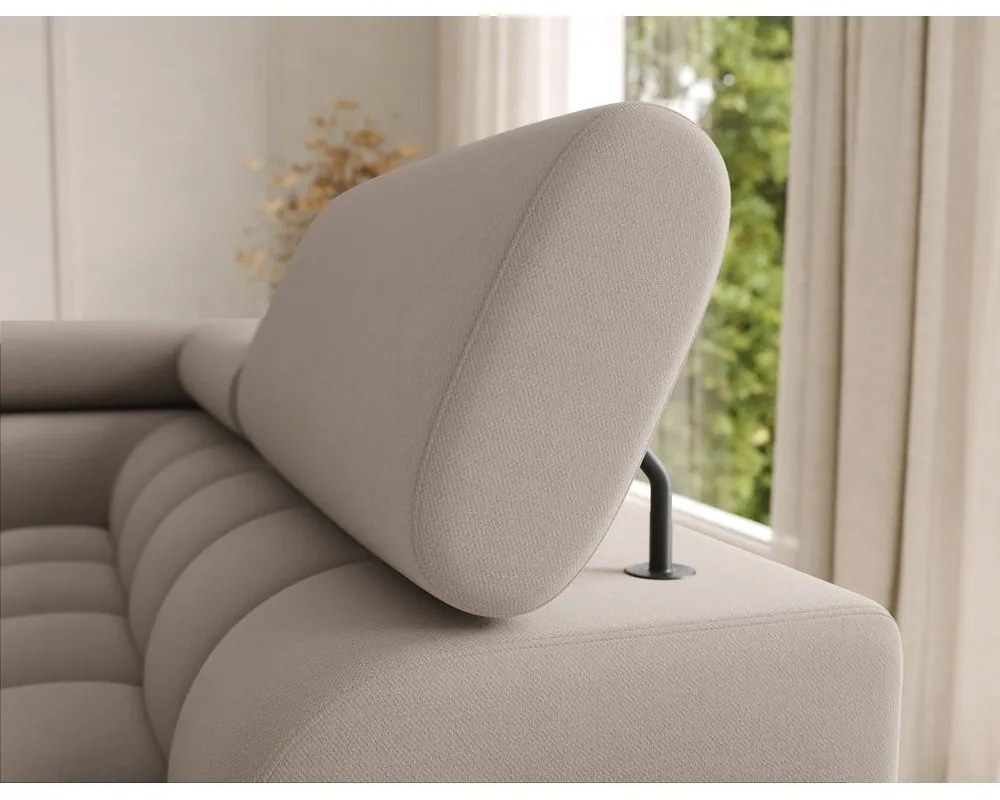 Colțar maro deschis extensibil cu tapițerie din catifea (cu colț pe partea dreaptă/în formă de "U") Feraria – ELTAP