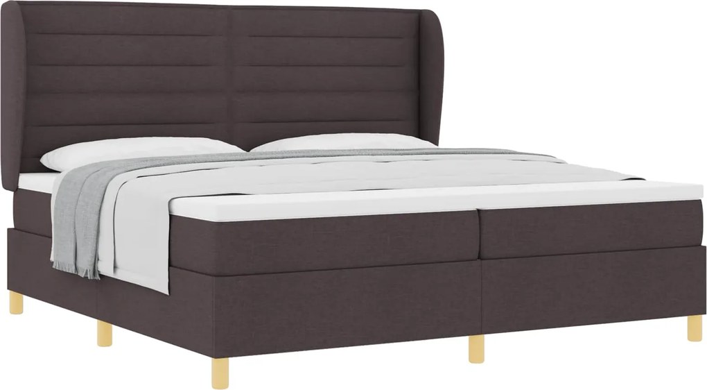 vidaXL Pat cu arcuri cu saltea Maro închis 200 x 200 cm țesătură