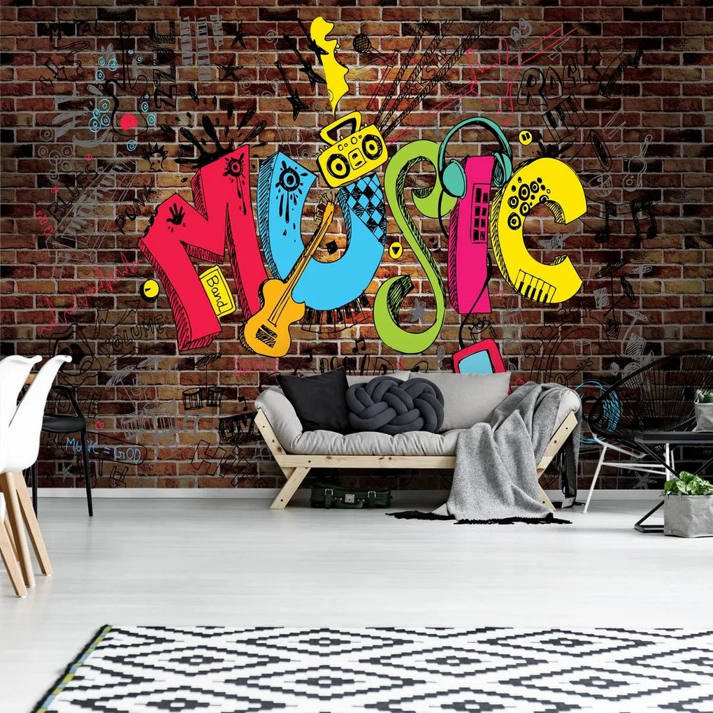 Fototapet - Graffiti - muzica (254x184 cm)