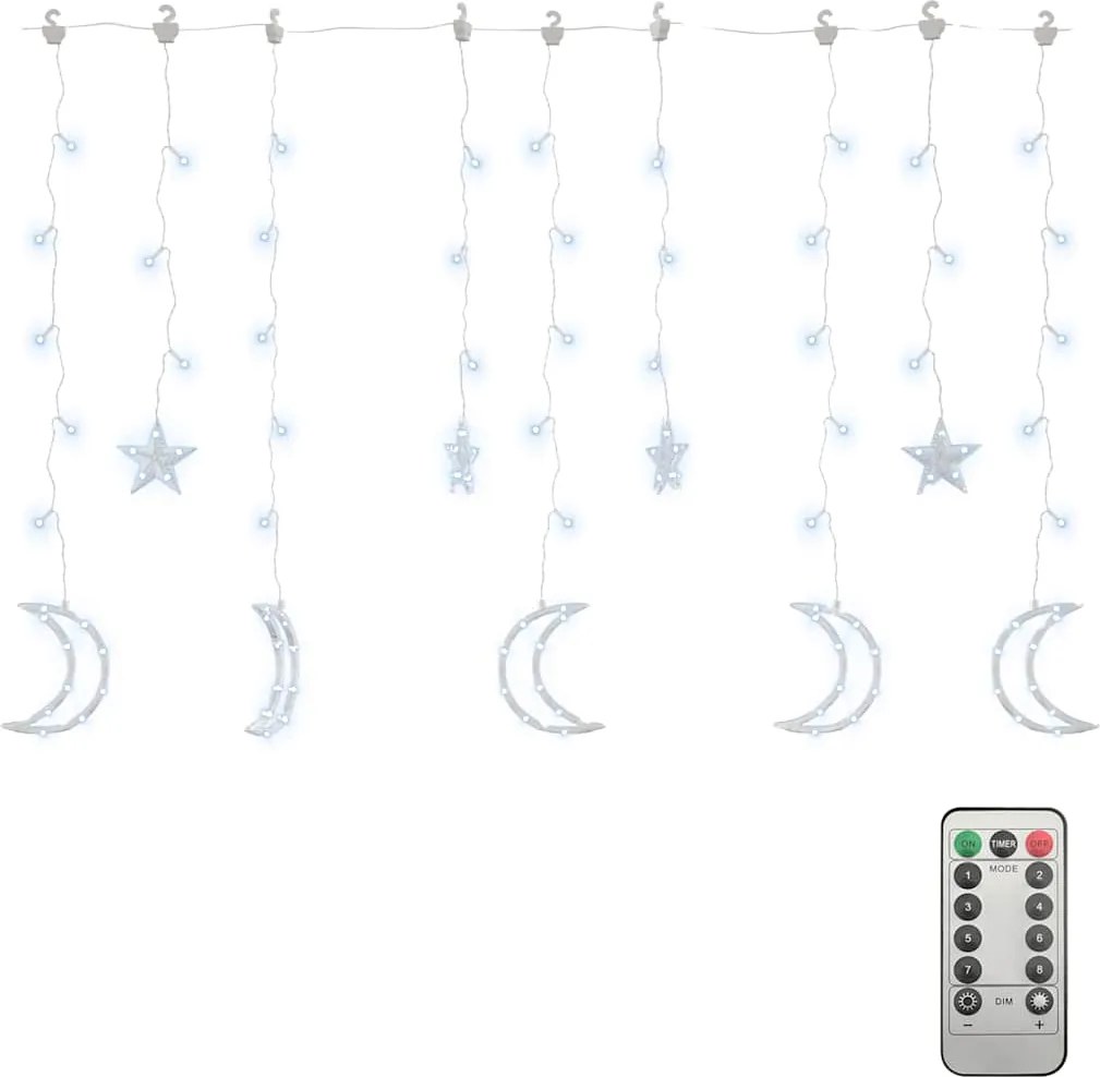 vidaXL Lumini lună și stele, 138 LED-uri, alb rece, cu telecomandă