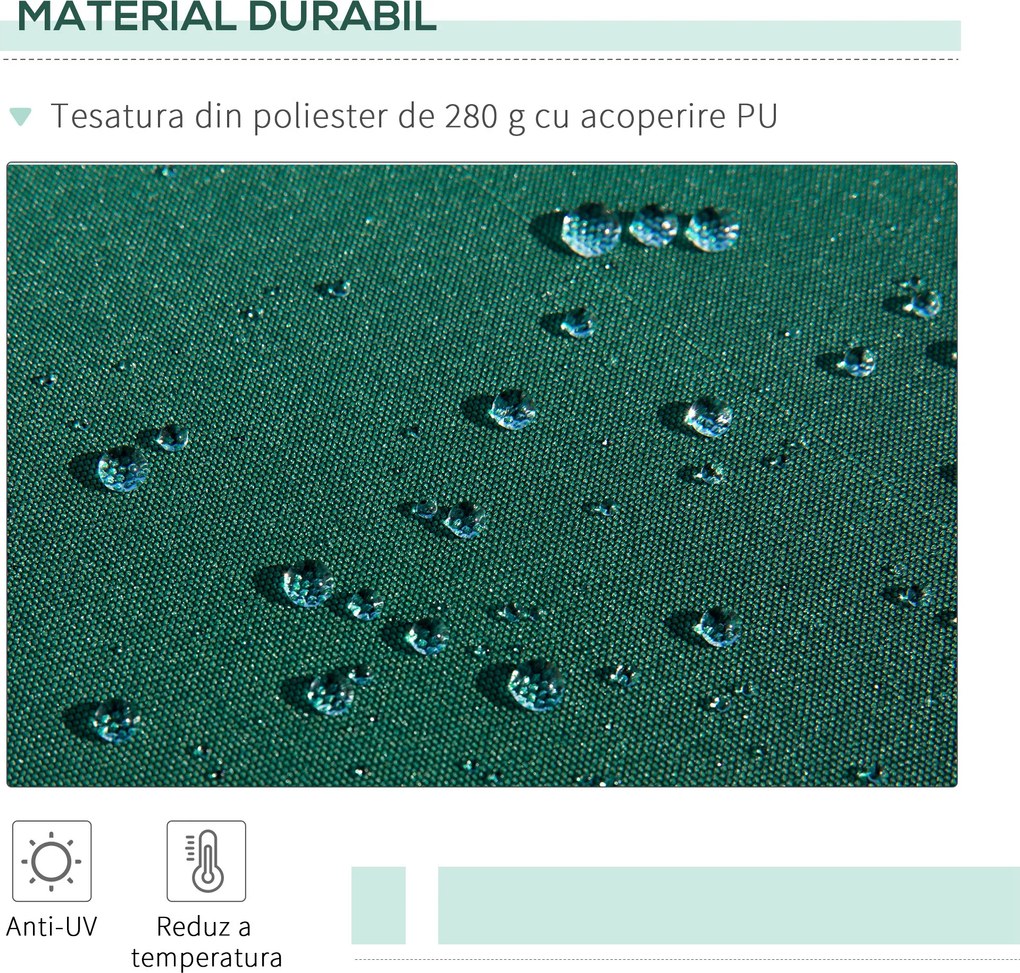 Copertină Retractabilă Manuală Outsunny pentru Verandă, 3x2 m, Verde | Aosom Romania