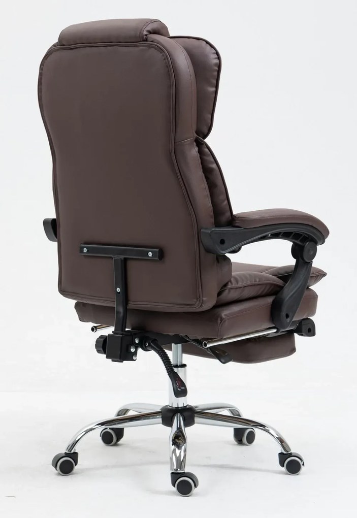 RESIGILAT- Scaun directorial, suport picioare, funcție recliner, PU, Maro