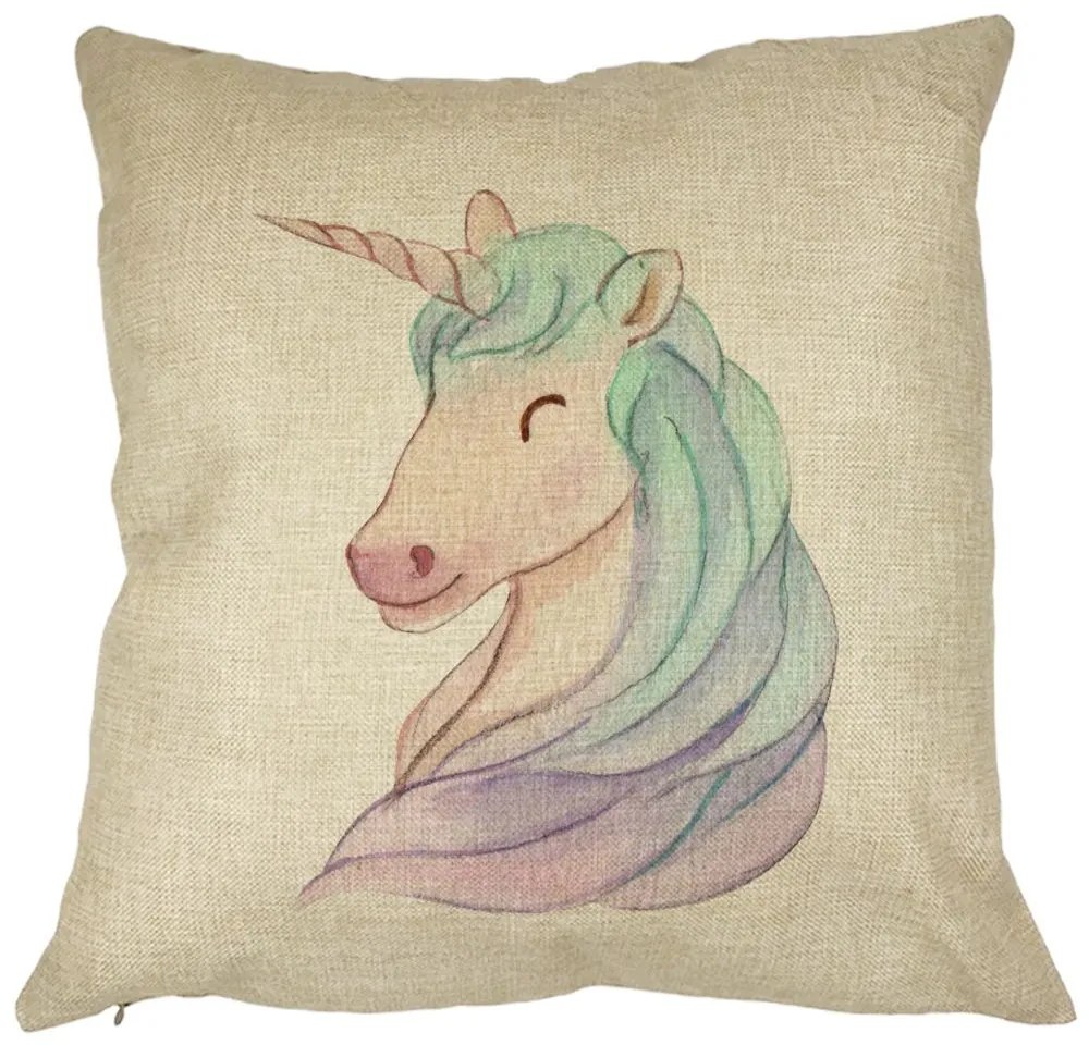 Perna Decorativa Patrata Unicorns, 40x40 cm, Husa Detasabila, Burduf