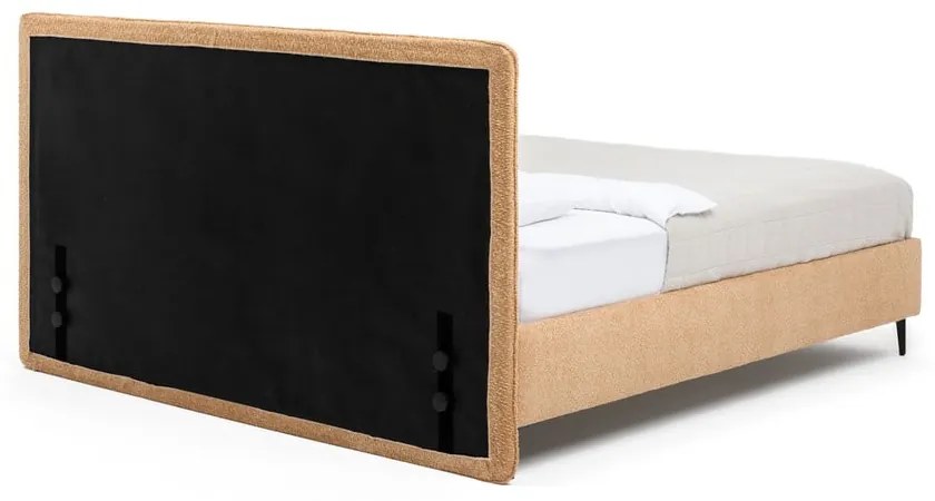 Pat dublu tapițat cu saltea și grilaj 180x200 cm în culoarea muștar Noira Slim - Bonami Selection