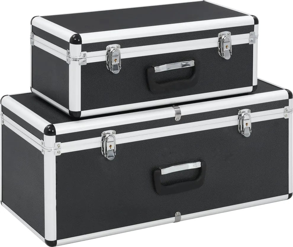 vidaXL Cutii de depozitare, 2 buc., negru, aluminiu