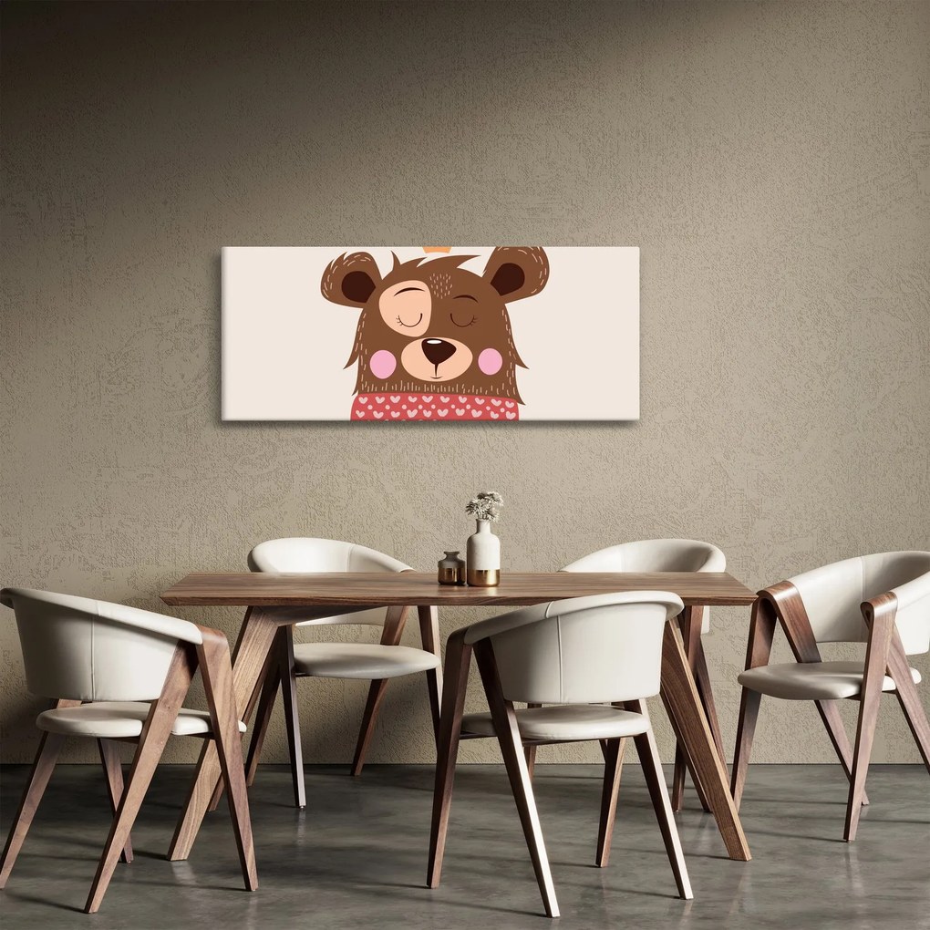 Tablou - Teddy ursuleț cu eșarfă roșie (120x50 cm)