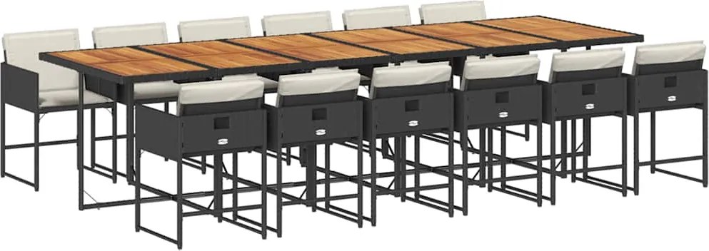 vidaXL Set mobilier de grădină cu perne, 13 piese, negru, poliratan