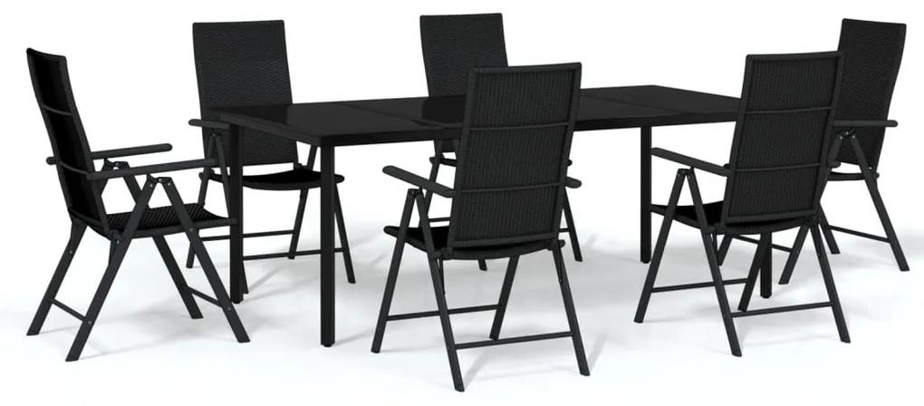 Set de mobilier pentru gradina, 7 piese, negru Lungime masa 200 cm, 7