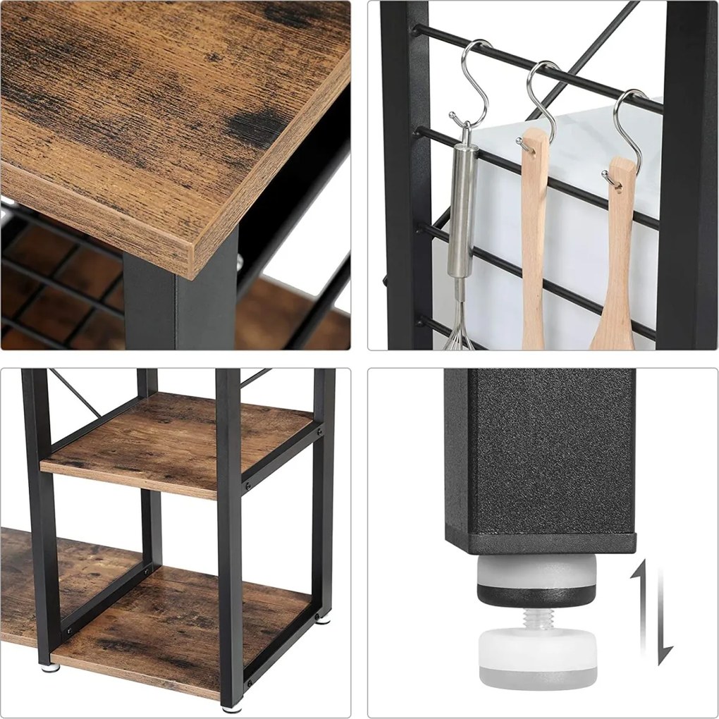 Raft de bucatarie cu cos extensibil TAYLOR 84x90 cm, rustic maro