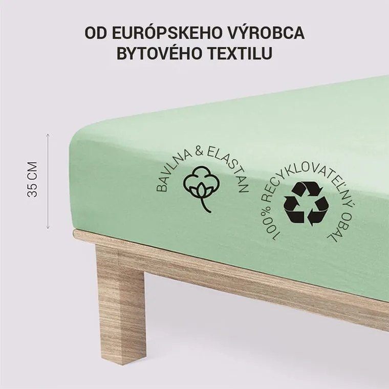 decoDoma Cearșaf elastic jersey cu elastan verde 90 x 200 cm