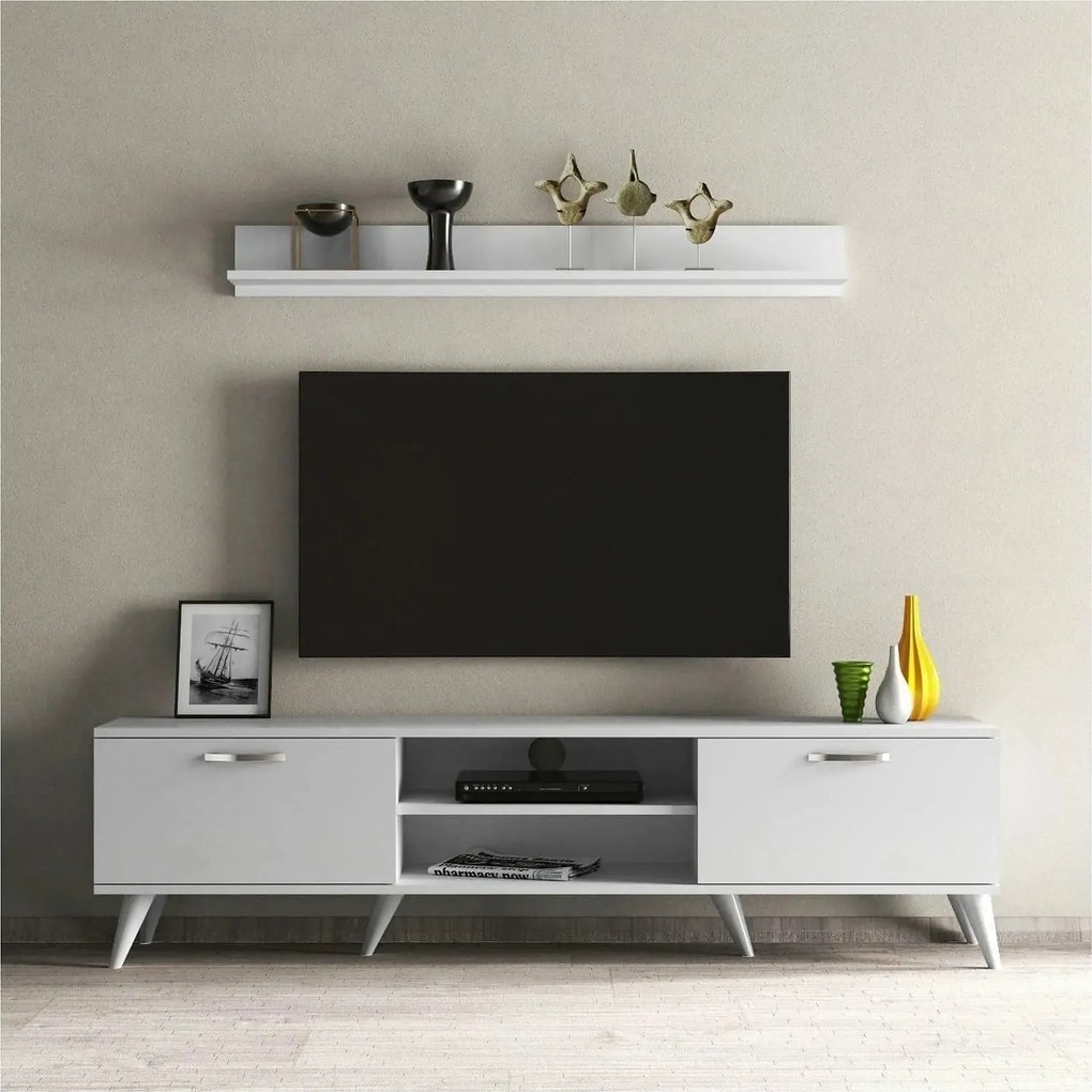 Mobilier living TVU0101, alb, PAL melaminat, 2 polite