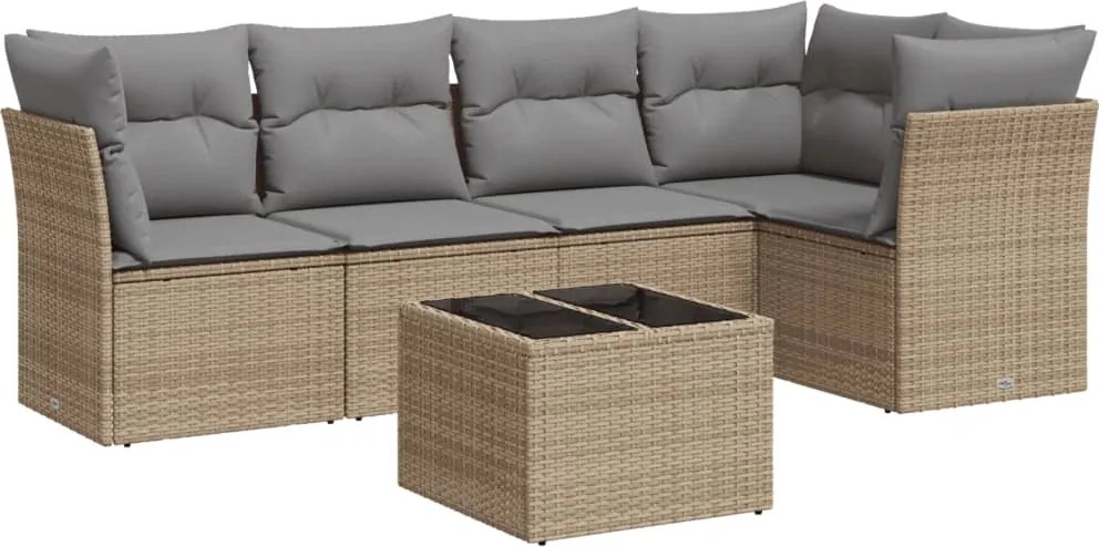vidaXL Set canapele de grădină cu perne, 6 piese, bej, poliratan