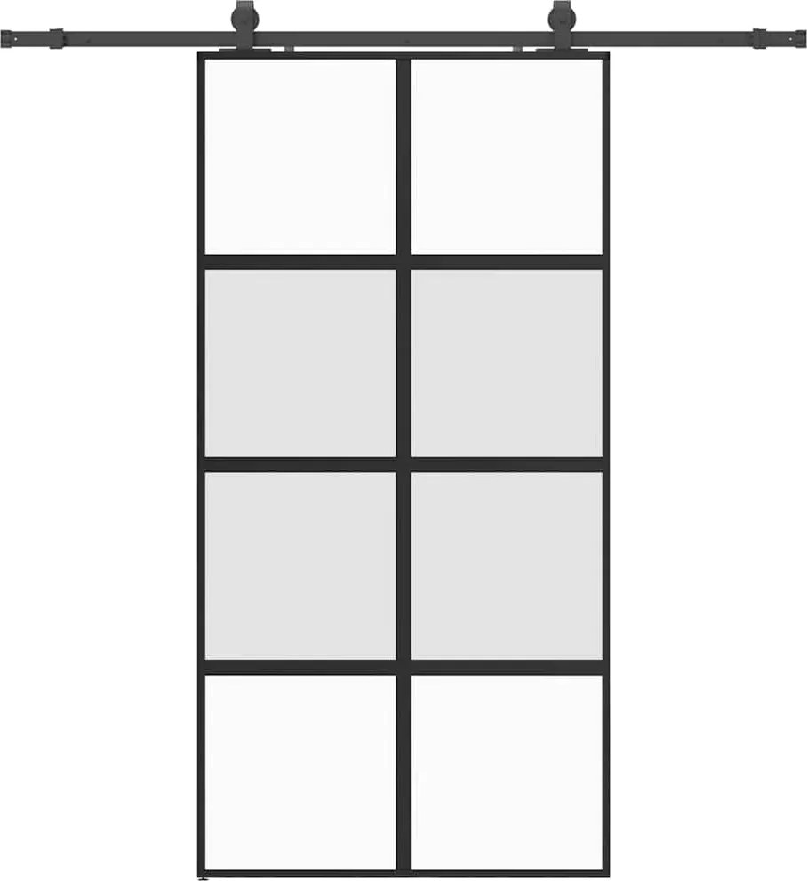 vidaXL Ușă glisantă cu set de feronerie neagră sticlă securizată