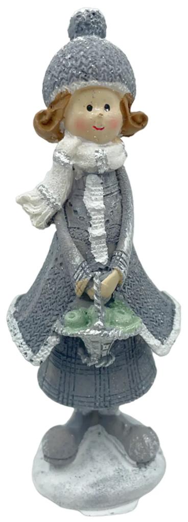 Figurina Craciun Fetita cu cosulet Natalie 14cm