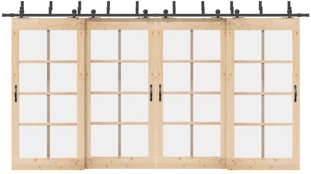 vidaXL Set feronerie pentru uși glisante, negru, 427 cm, oțel
