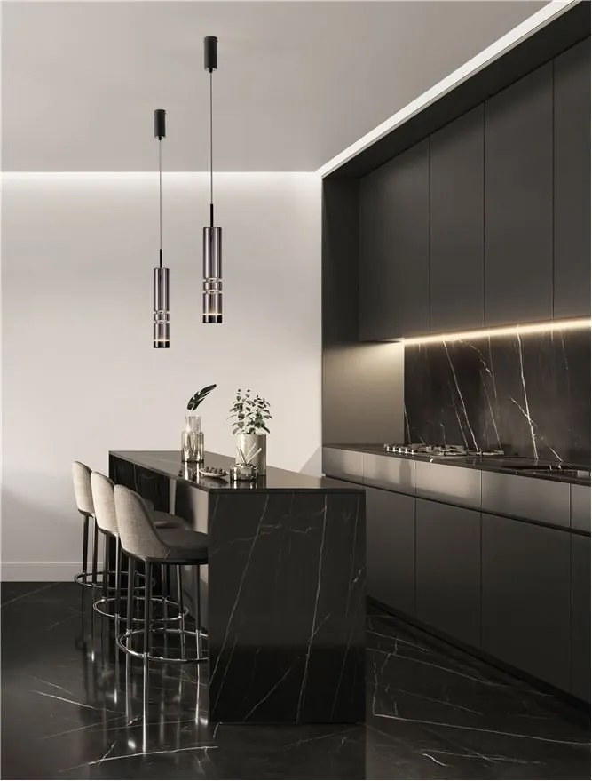 Pendul LED design modern BENTO gri fumuriu