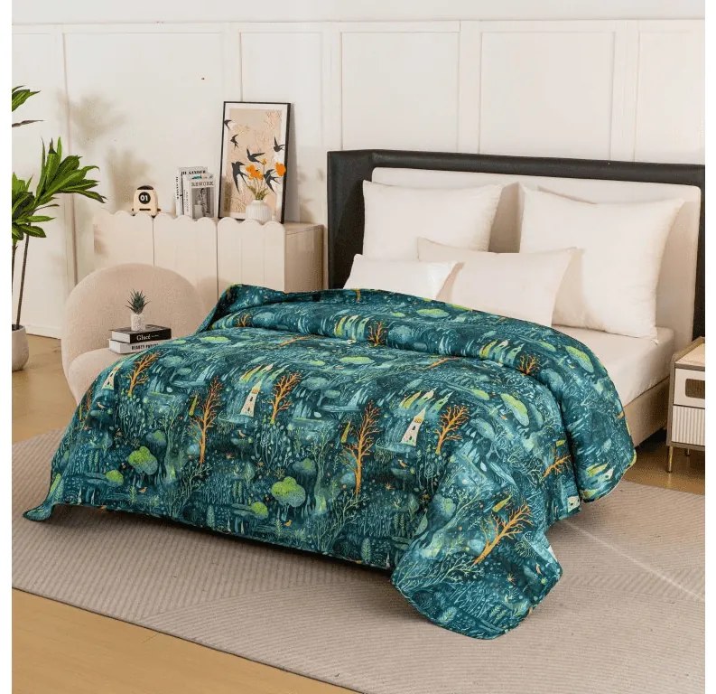 Cuvertura de pat cu model NEON FOREST, colorata Dimensiune: 170 x 210 cm