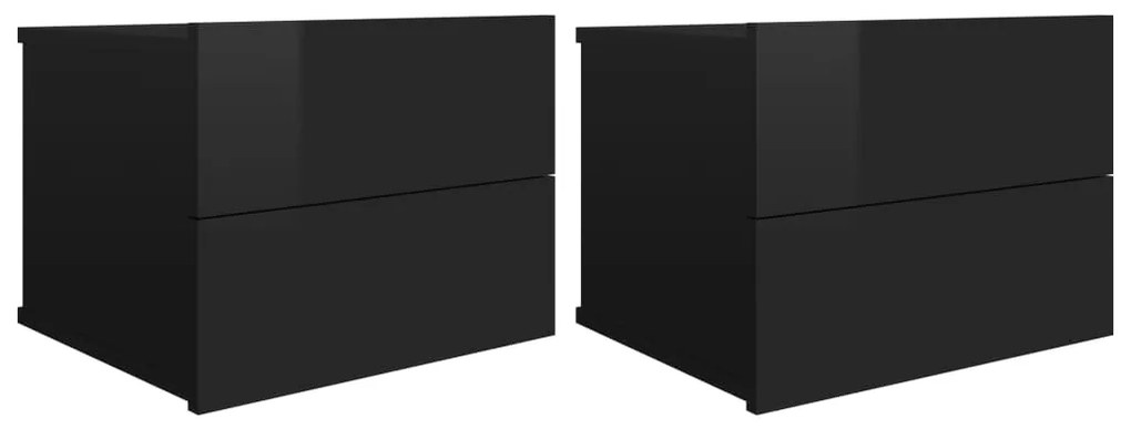 801068 vidaXL Noptiere, 2 buc., negru extralucios, 40 x 30 x 30 cm, PAL